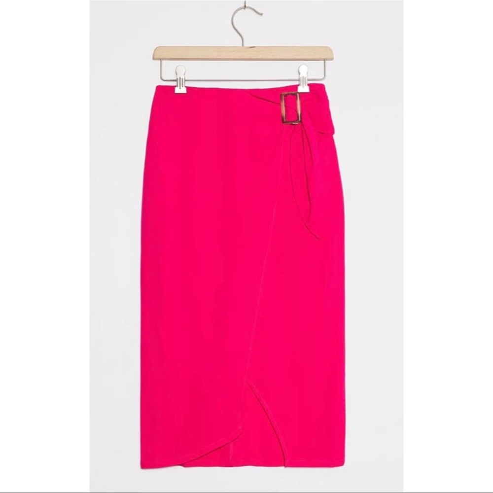 Anthropologie J.O.A. Just One Answer Heidi Belted Midi Skirt Pink Size S